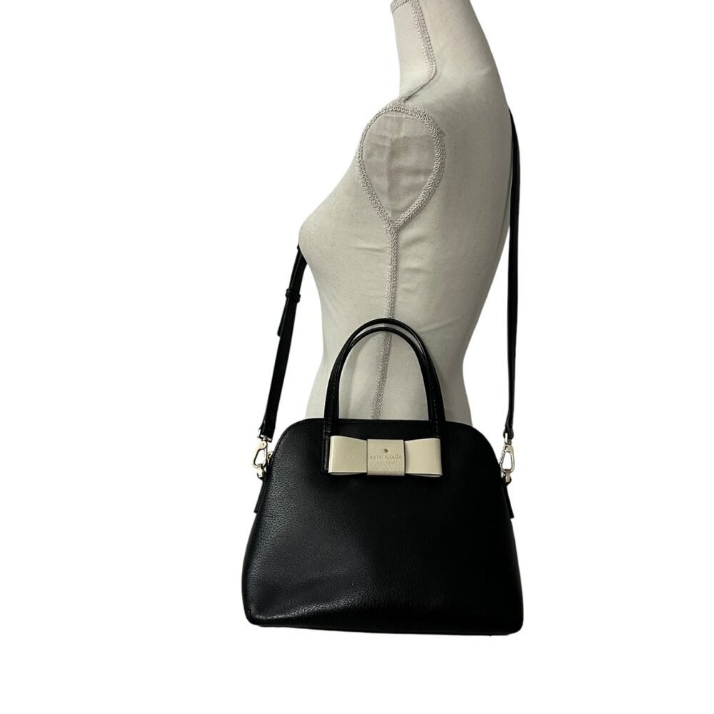 Kate Spade Matthews Street Maise Black & White‎ Bow Dome Satchel Crossbody - Picture 2 of 9